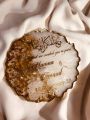 Resin wedding coaster handmade white and golden 5 inches. 
