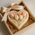 3D heart-shaped tulip silicone mold with clear texture, easy to clean and demould, for handmade DIY soap decoration ornaments Va.