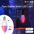 MOES Zigbee LED Light Bulb E14 Candle Lamp Smart 5W RGBCCT 2200-6500K Dimmable  Tuya Alexa  Voice Control. 