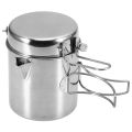 1L Camping Kettle Stainless Steel Cooking Kettle Camping Pot Portable Outdoor Camping Backpacking Pot with Foldable Handle. 