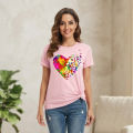 Womens Fashion Top Short Sleeve Printed T Shirt Cotton Polyester Casual Wear Stylish Girls Top.