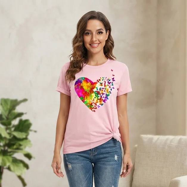 Womens%20Fashion%20Top%20Short%20Sleeve%20Printed%20T%20Shirt%20Cotton%20Polyester%20Casual%20Wear%20Stylish%20Girls%20Top%20-%20Image%203
