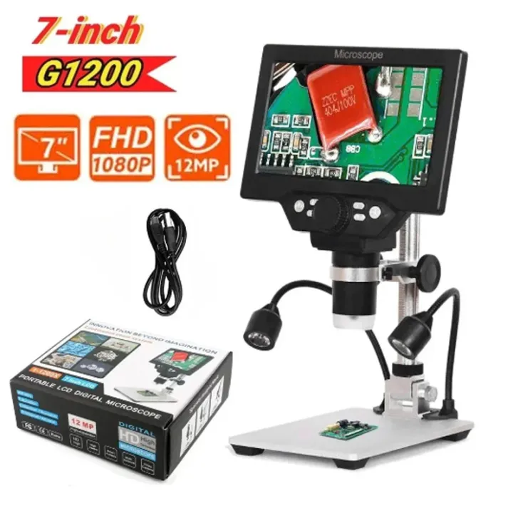 1200X Digital Microscope 12MP Electronic Video Microscopes 7 Inch HD ...