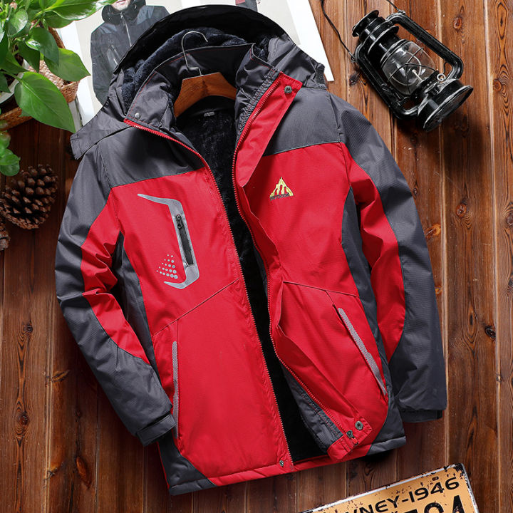 2025 New Men's Fleece-Lined Thickened Outdoor Waterproof Jacket, Cold-Resistant Cotton Coat