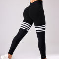 Women's High-Waisted Butt-Lifting Yoga Pants, Striped Seamless Fitness Leggings, Tummy Control Workout Pants.