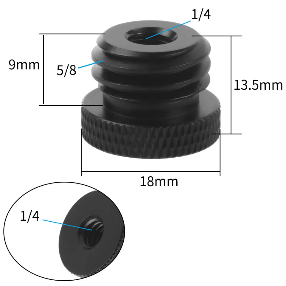 5 Adattatori Da Attacco 1/4" Femmina A 5/8" Maschio In Acciaio Inox 304 Per Treppiede E Livella Laser