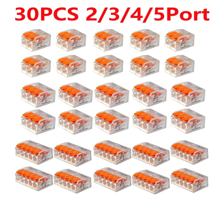 30-Piece Set of Orange Combination Cable Connectors 2-Port/3-Port/4 ...