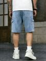 Men's Summer Loose Straight Fit Five Pocket Denim Shorts in American Retro Workwear Style. 