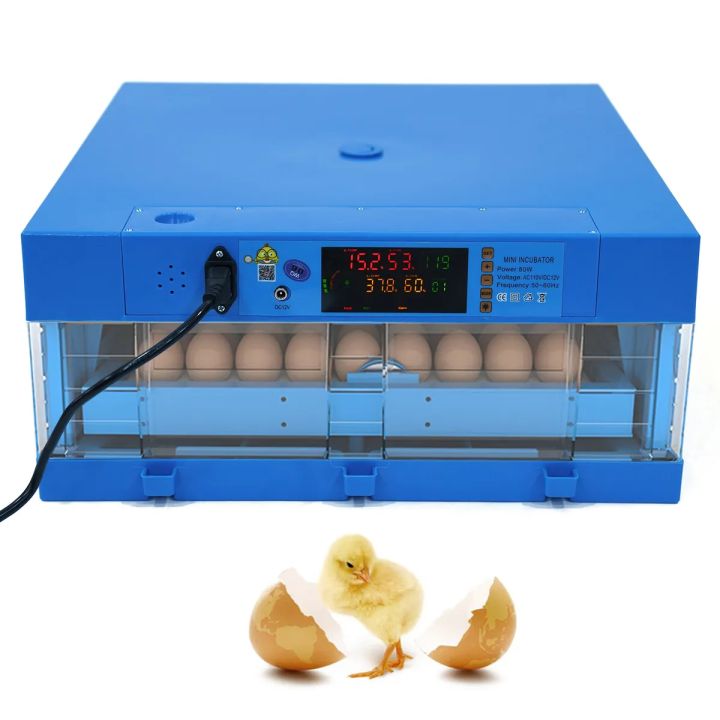 Automatic Egg Incubator, 64 Eggs LED High-Efficiency Automatic Egg Turning & Temperature Control, Automatic Ventilation Egg Incubators for Hatching Chicken Duck Goose Birds