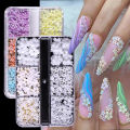 Hot Selling 6 Grids Macaron 3D Resin Five-petal Flowers Nail Art Deaoration Mixed Small Nail Ball/Crystal/Flamer Accessories.