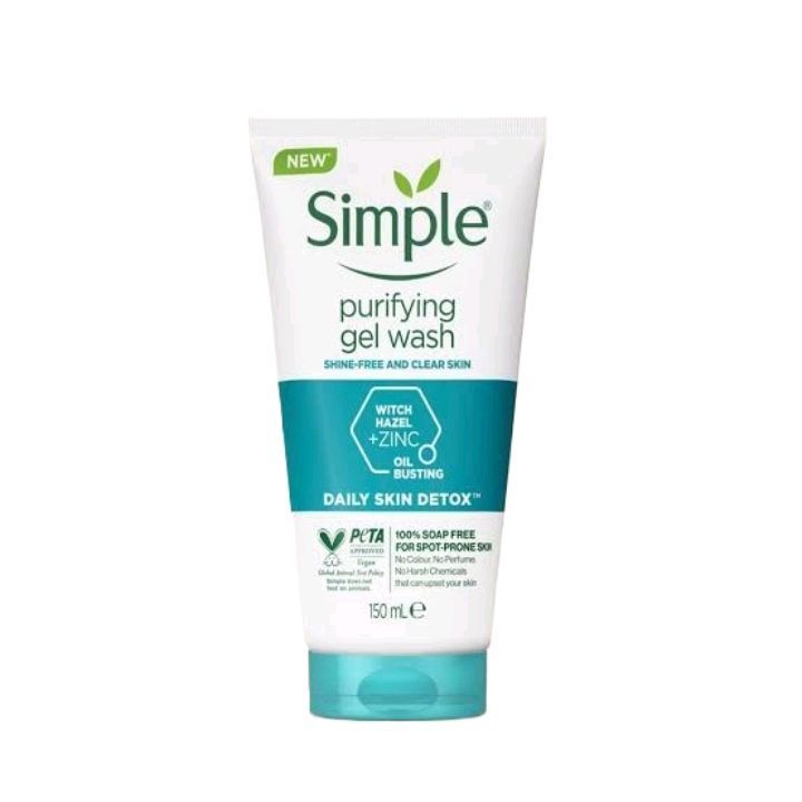 Simple Daily Detox Purifying Gel Face Wash For Oily Skin, 150 ml