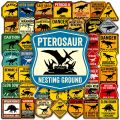 50pcs Vintage Jurassic World Warning Signs Dinosaur Painting Stickers Luggage Motorcycle Bike Laptop Decals Graffiti Sticker. 