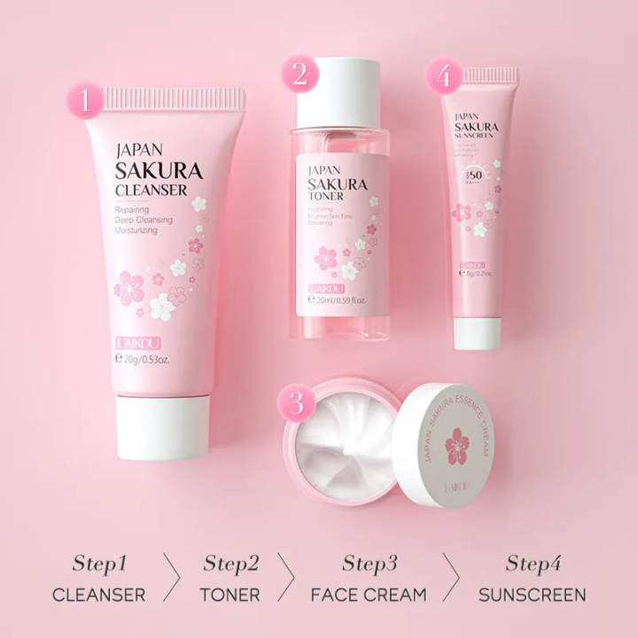 Authentic%20Cute%20Mini%20Laikou%20Japan%20Sakura%20Travel%20Kit%204pcs%20-Cleanser,%20Toner,%20Cream%20&%20Sunscreen%20-%20Image%203