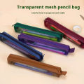 Grid Pencil Case Organizer Portable Exam Pencil Case Multi-Function Zippered Stationery Pouch School Supplies. 