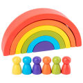 DIY children's wooden rainbow toy creative wood rainbow stacked balance blocks baby toy Montessori educational toys for children. 