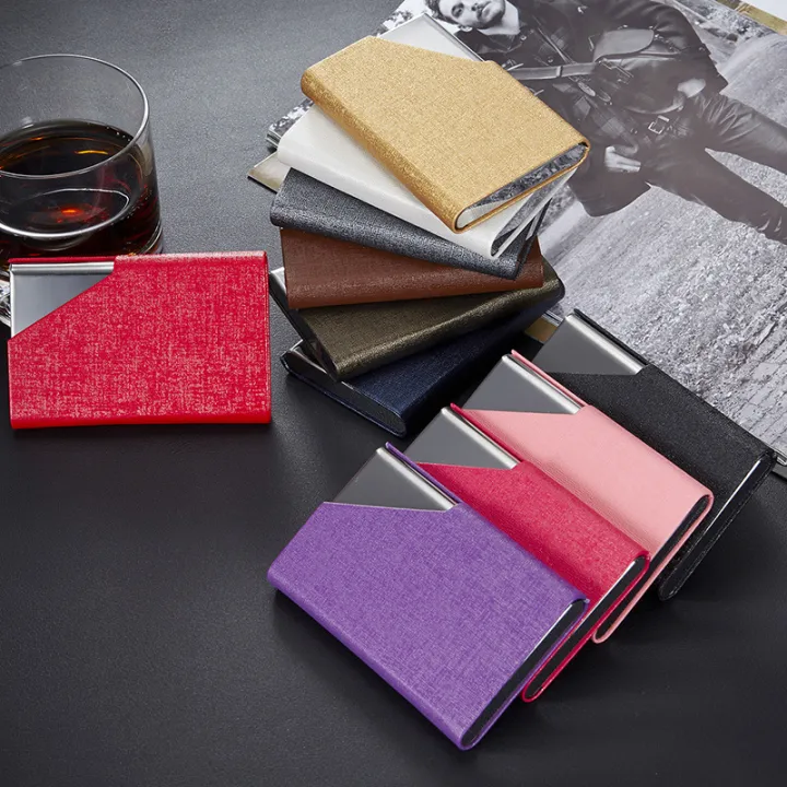 2025%20Minimalist%20Business%20Men's%20Magnetic%20Card%20Holder%20Multifunction%20PU%20Leather%20Womem%20Card%20Box%20Stainless%20Steel%20Mini%20Unisex%20Card%20Bag%20-%20Image%202