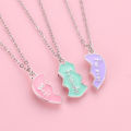 Luluo&baby 3Pcs/Set Cute 3-color Heart Broken Stitching Magnetic Best Friend Necklace for Girls Kids BFF Friendship Jewelry Gift. 