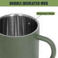 N Double Wall Coffee Mug Stainless Steel Matte  Green Water Mug Insulated with Handle for Camping Picnic Outdoors 300/450ml. 