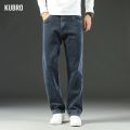 KUBRO 2025 New Autumn and Winter Men's Jeans Loose Comfortable Straight Business Casual Versatile Wide-leg Business Trousers. 