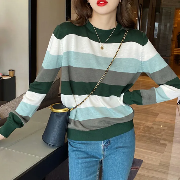 Striped%20Pullover%20Knitted%20Tops%20Women%202025%20Autumn%20New%20Loose%20Casual%20Long%20Sleeve%20O%20Neck%20Thin%20Sweater%20Female%20-%20Image%202