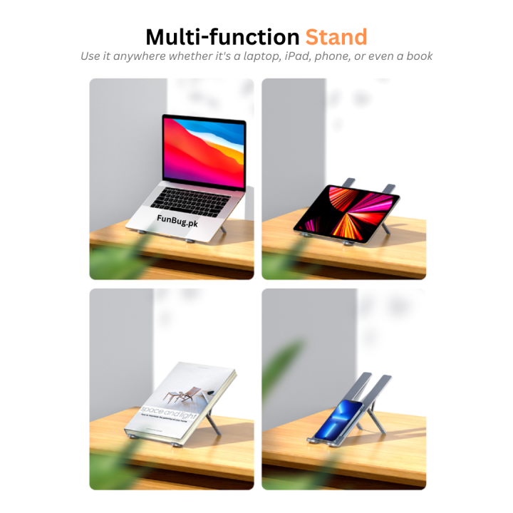 FunBug%20Alloy%20Aluminum%20Adjustable%20Laptop%20Stand%20with%20Hollow%20Colling%20Design,%20Anti-Slip,%206-Level%20Height%20&%20Angle,%20Fits%2011-17%20inch%20Laptops,%20MacBook,%20Tablets%20-%C2%A0Black%20&%20Silver%20-%20Image%206