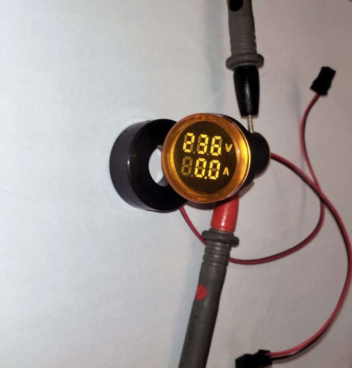 Digital Panel indicator Ampere + Volt Light 220V, 22mm