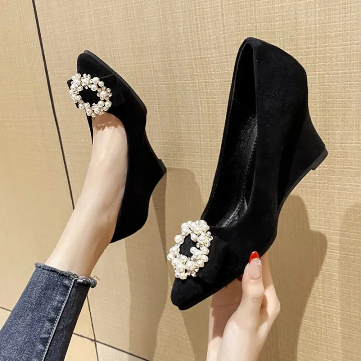 Slope%20Heel%20Fashion%20Shoes%20Women%20Spring%20New%20Water%20Diamond%20Pointed%20Shallow%20Mouth%20Soft%20%20High%20Heels%20Women%20Black%20Retro%20Footwear%2043%20-%20Image%204