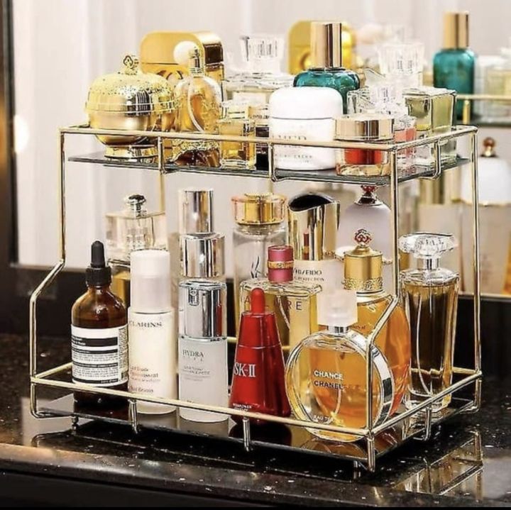 Luxury Makeup Organizer Jewelry Lipstick Perfume Storage Tray Large-Capacity Cosmetic Storage Box