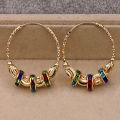 Retro Metal Crescent Earrings Bohemian Water Drop Tassel Earrings. 