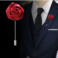 Men Boutonnieres for Wedding Groom Corsage Lapel Pins Ribbon Roses Flower Mensuit Buttonhole Brooch Marriage Accessories.