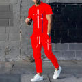 2024 Summer New Fashionable Men's Football Sportswear T-shirt Pants Set Casual Short Sleeve Set Jogging Fitness Clothing.