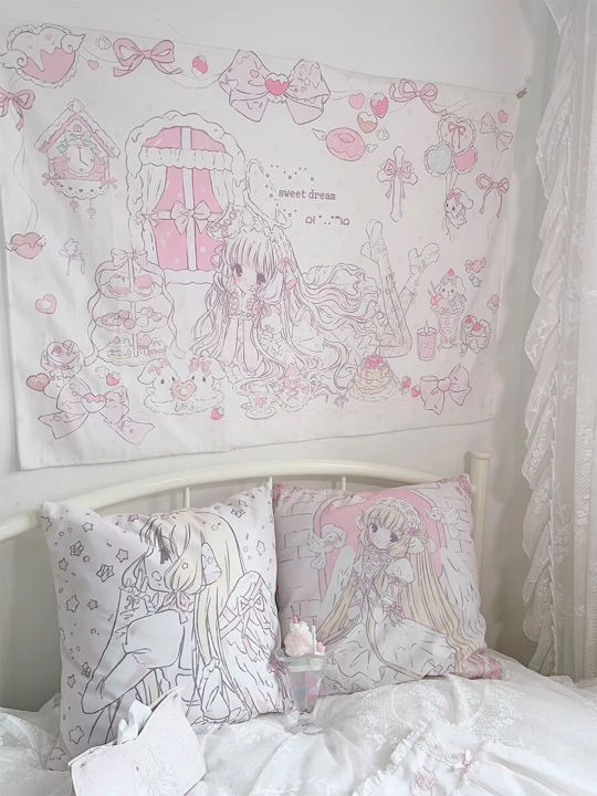 VIKAMA%20Sweet%20Dream%20Tapestry%20Cake%20Bow%20Pink%20Purple%20Heart%20Bedroom%20Girl's%20Room%20Decor%20Dreamy%20Healing%20Style%20Wall%20Decoration%20-%20Image%204