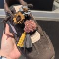 1Pcs Autumn Winter Maillard Tassel Pendant Shoe Charms Leather Flower Shoelace Buckle Sports Shoe Decoration Accessory Buckle. 