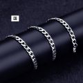 Silver/Black Figaro Chain and Brecelete 7mm for men Women Bracelet Necklace jewelry set for Gifts. 