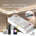 ZigBee 3.0 Pro+ 2in1 CCT Dimmer LED Strip Controller DC12-24V Max12A Hu*e Alexa Homey APP Control. 