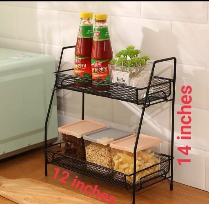 2 Tier Foldable Metal Kitchen Spice Rack Organizer with Modern ...