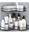 Oslen Metal (Pack of 1 Self-Adhesive Shelf/Storage Organizer for Bathroom and Kitchen Corner Wall Mounted Rack Shelf Bathroom Accessories Storage Rack (No Drilling-Shelf Adhesive) (8 and 9 INCH,Black). 