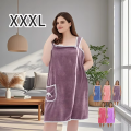 1Pc Women's Plus Size Wearable Bath Towel - Cute Bow Shower Skirt, Adjustable Bath Robe with Pocket. Soft Fabric for Home Use.. 
