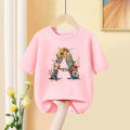 Girls T Shirt Custom Name Letter Combination Print Tshirt Flower Letter Font A B C D E F G Short Sleeve Kids Pink Tops.