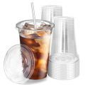 50pcs/Set 12/16OZ Plastic Cups With Lids Disposable Cups For Iced Coffee Smoothie Milkshake Cold Drinks Birthday Party Supplies. 