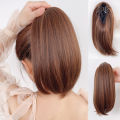Synthetic 38cm Short Straight Ponytail Clip-on Wigs for Women Natural Fluffy Slightly Warped Fake Pony Tail Hair Extensions. 