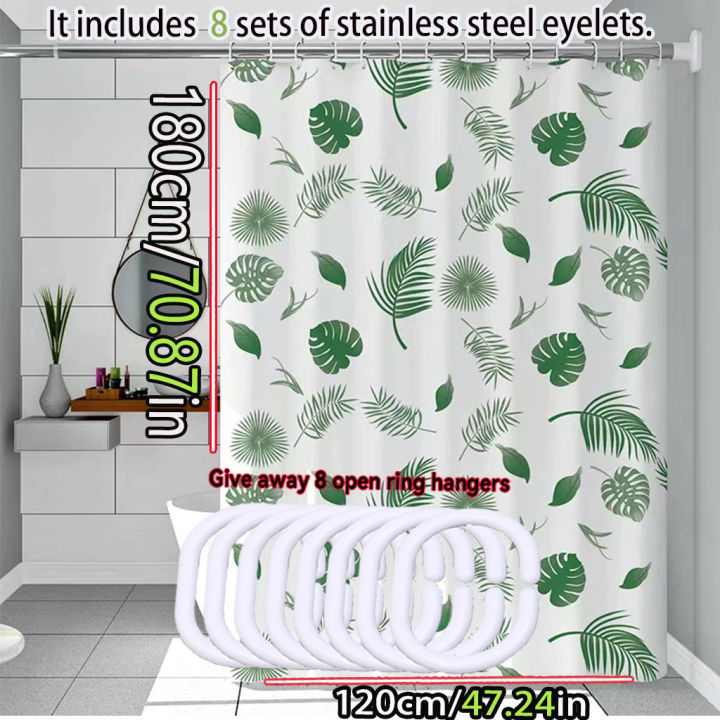 Simple%20wind%20green%20leaves%20bathroom%20shower%20curtain%20shielding%20partition%20Shower%20curtain%20quick%20dry%20can%20be%20scrubable%20light%20opaque%20bath%20-%20Image%203