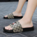 Men's Fashionable and Versatile One-Legged Lazy Slippers, Comfortable Beach Little Bee Checkered Slippers. 