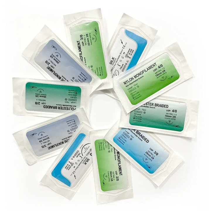 12Pcs 75cm 2/0 3/0 4/0 Medical Surgical Suture Nylon Silk Polypropylene Polyester Monofilament Thread Suture Teaching Exercises