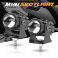 With Switch 2 PCS Super Bright Motorcycle LED Explorers Headlight Projector Fisheye Lens LED Moto Fog Auxiliary Motorcycle Headlight Spotlights. 