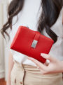 New Women's Wallet Fashionable and Minimalist Short Zero Wallet Small and Fresh Three Layer Large Capacity PU LeatherCardSeatBag. 