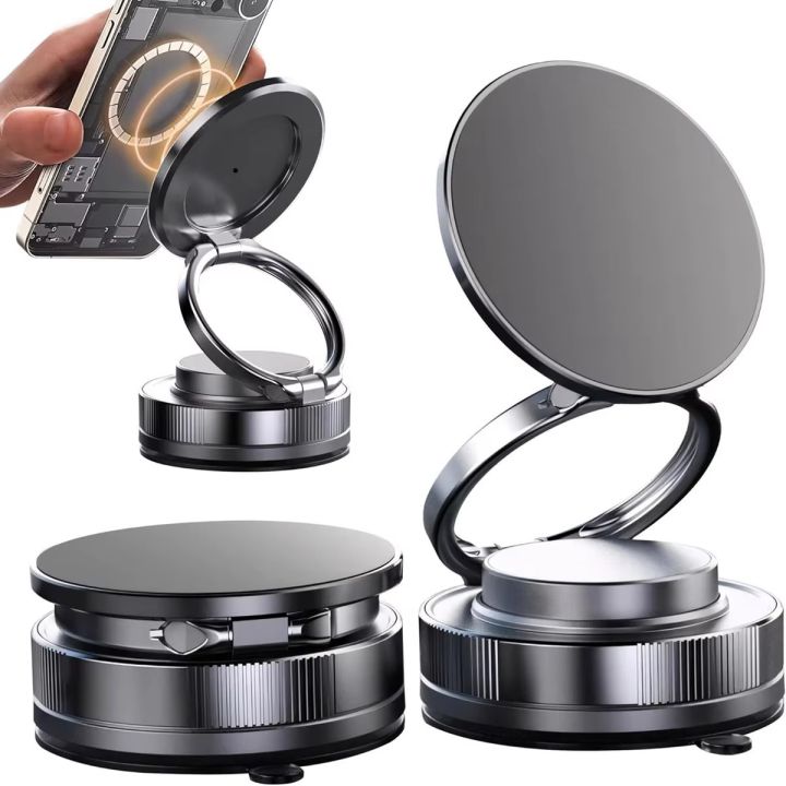Folding Strong Magnet Magnetic Phone Holder 360° Rotation Desk Car Vacuum Suction Windshield Dashboard Mobile Holder Adsorption