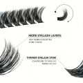 DIY Eyelash Extension Kit - Fluffy Mixed Lengths 10-16mm, 0.07mm Thick Lashes with Tweezers Beginner-Friendly Reusable Set. 