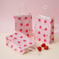 6/12pcs Pink Strawberry Pattern Tote Bag Girls Party Paper Gift Packaging Bag Strawberry Birthday Party Supplies Kids Favors Bag. 