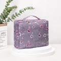 Travel Makeup Bag - Large Cosmetic Organizer Case for Women and Girls - Light Purple AOP Design. 